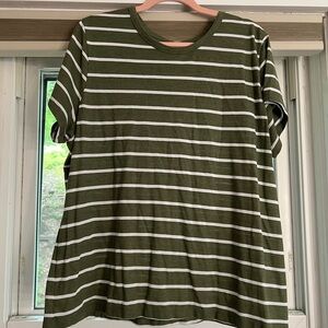 Green & White Striped T Shirt